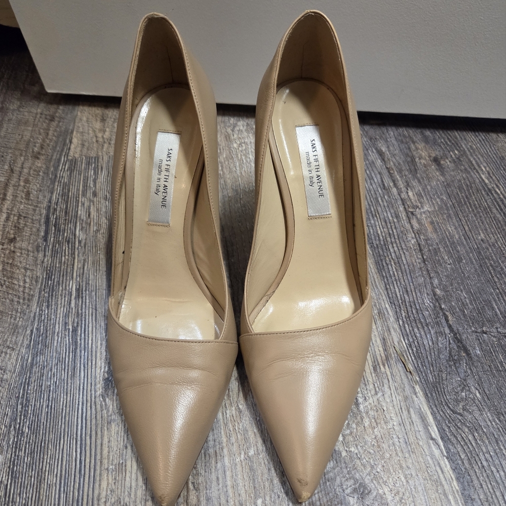 Saks 5th Avenue Tan High Heel Pumps - Picture 2 of 10